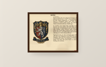 
Carregar imagem no visualizador da galeria, Sample Last Name Origin PDF printed and framed — Rossi surname history pack — digital download, print at home — Herald Lab