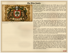 Load image into Gallery viewer, Sample Last Name Origin PDF — The Silva Family — coat of arms left, fuller surname history right — digital printable document — Herald Lab SAMPLE