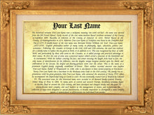 Load image into Gallery viewer, Father's Day Best Gift - Origin of the Last Name - Heraldic Document